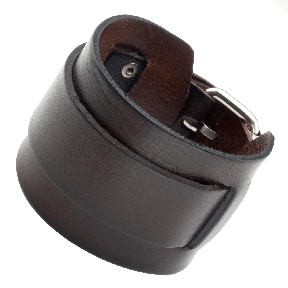 Zysta Punk Unisex Genuine Leather Wide Belt Wristband Bangle Cuff Bracelet 7