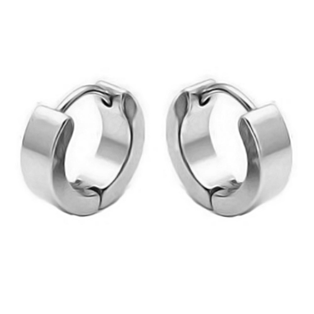 Zysta 2pcs Unisex Silver Surgical Stainless Steel Clip On Hoop Hinged Huggie Stud Earring