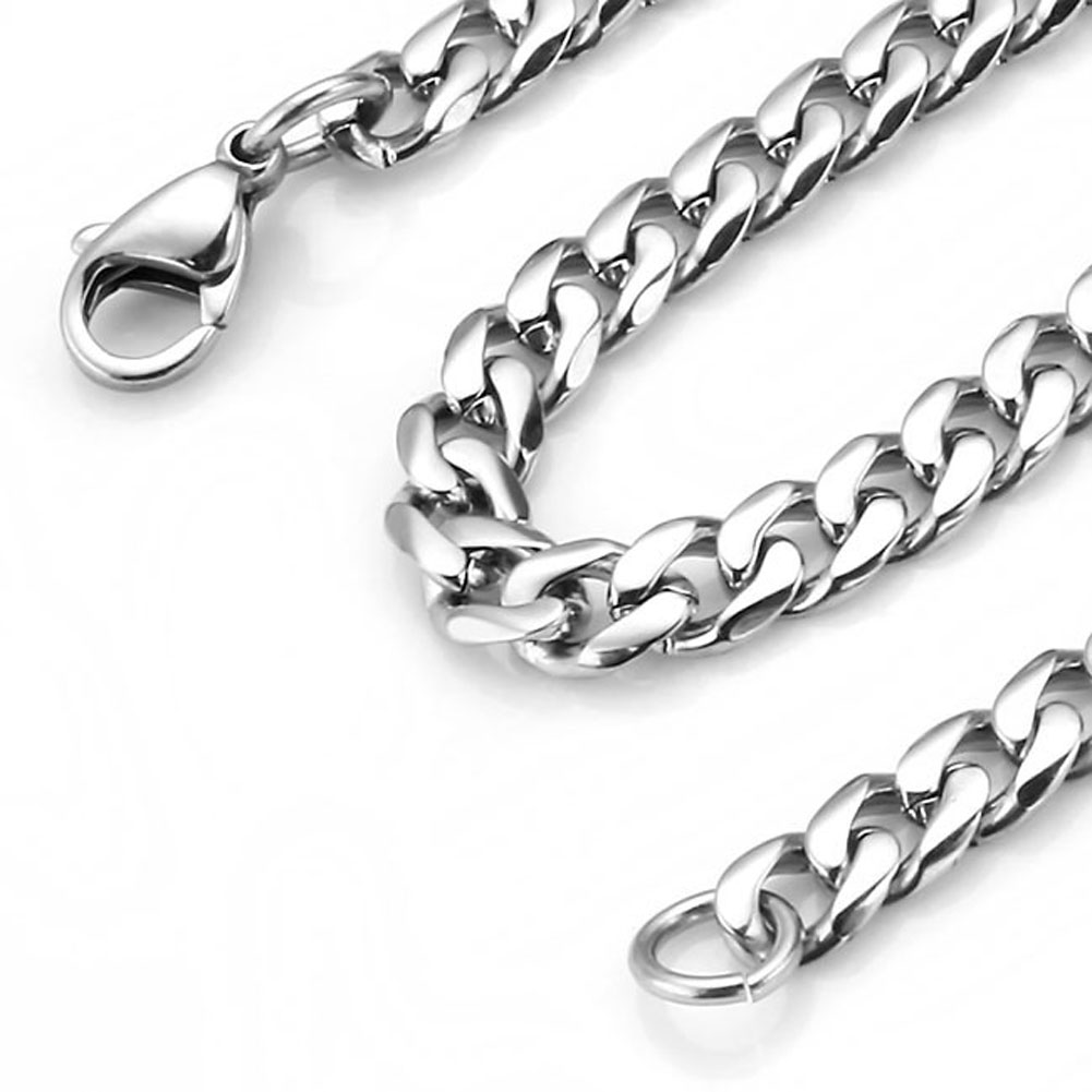 Zysta Stainless Steel Curb Link Chain Necklace 23 Inches (5-9MM Available)