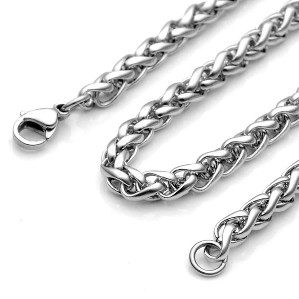 Zysta Stainless Steel Wheat Chain Link Necklace 20 Inches (3-6MM Available)