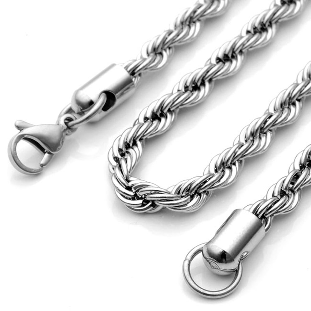 Zysta Stainless Steel Rope Chain Link Necklace 20 Inches (3-6MM Available)